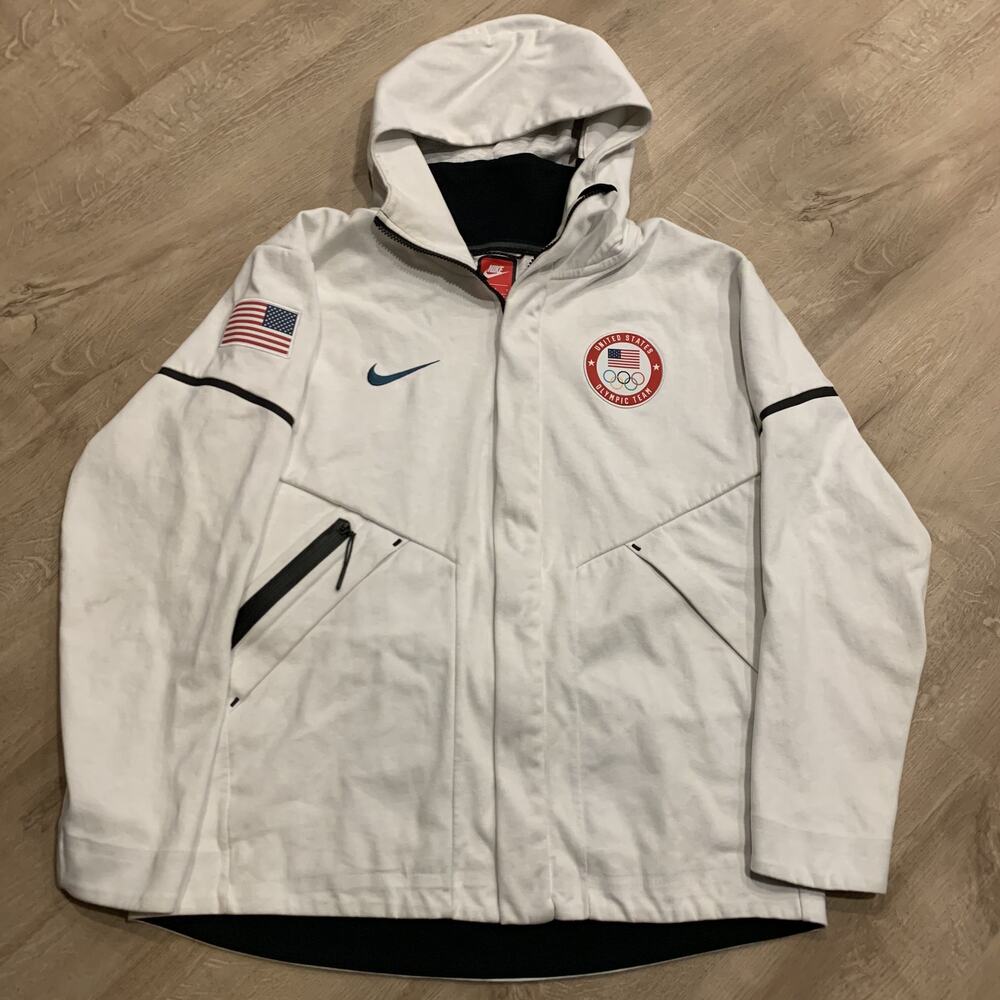 Nike Tech Fleece Team USA Olympics Men's Large L Hoodie Jacket White WindRunner